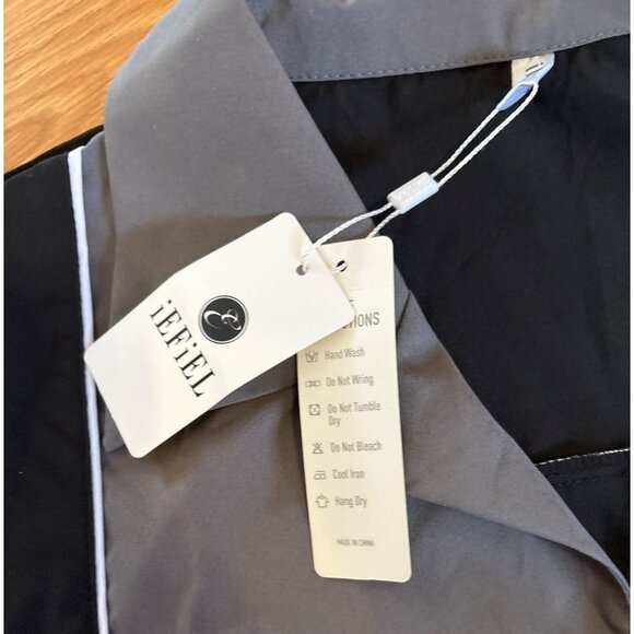 Iefiel Bowling Shirt Mens Short Sleeve Black Grey Size 2XL Lightweight - Picture 3 of 7